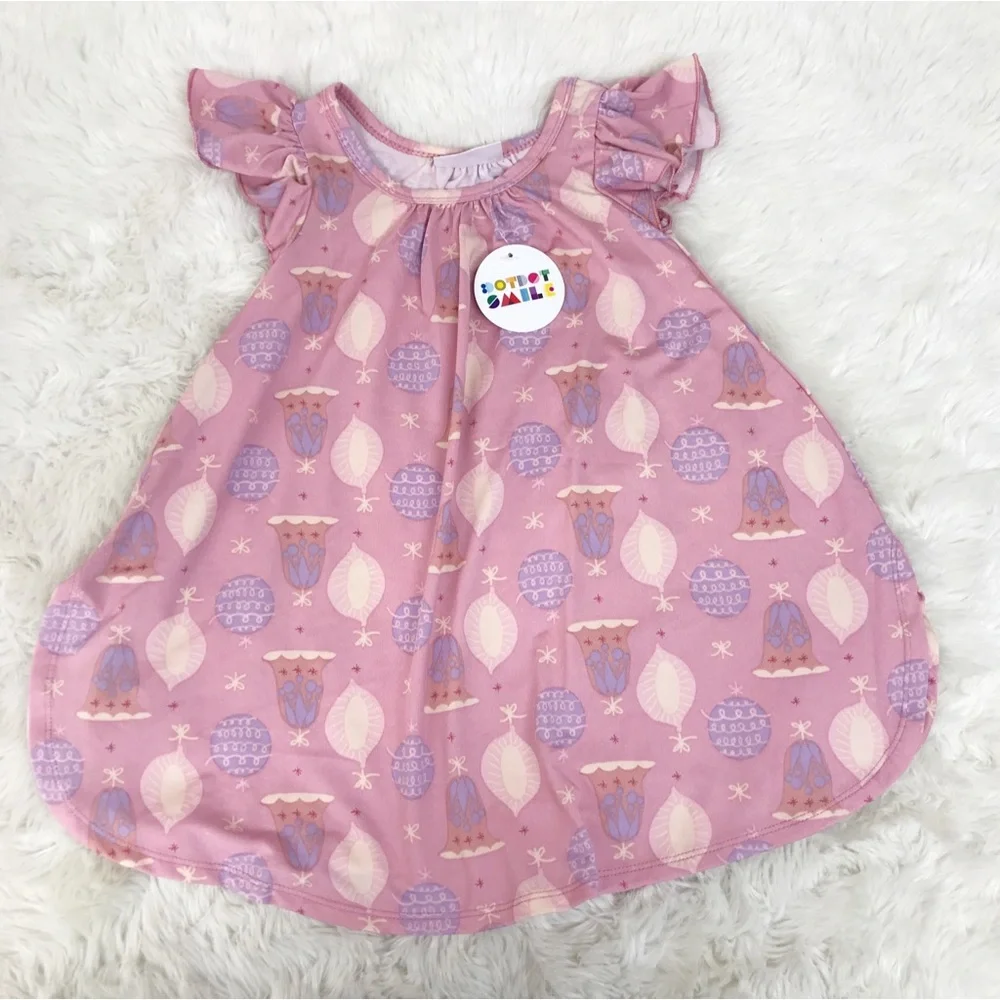 DOT DOT SMILE‎ Girls Pink Christmas Swing Dress Size 2T Pink Ornaments Holiday